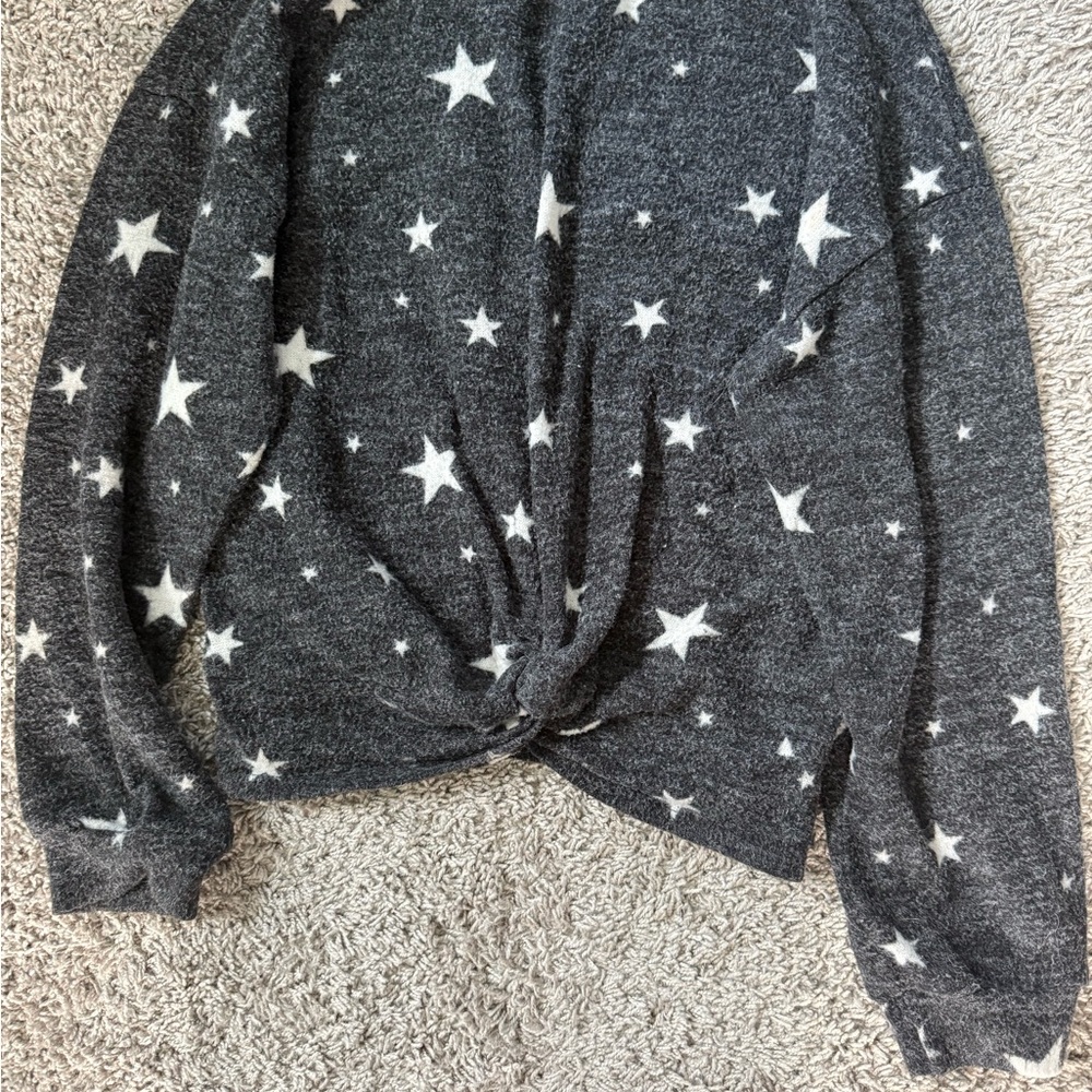 Lush Black and White Crew Neck Sweater with Celestial Design